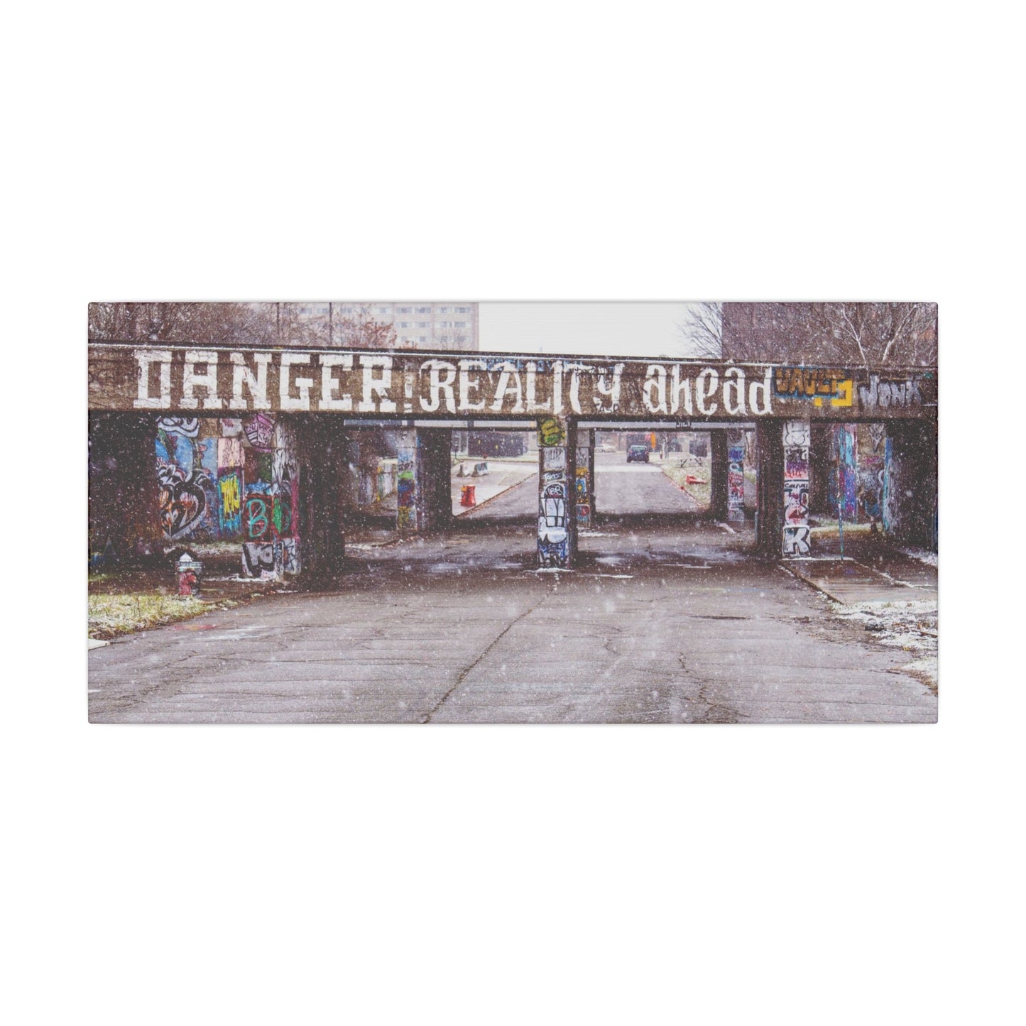 Danger Reality Ahead - Detroit Graffiti Matte Canvas, Stretched