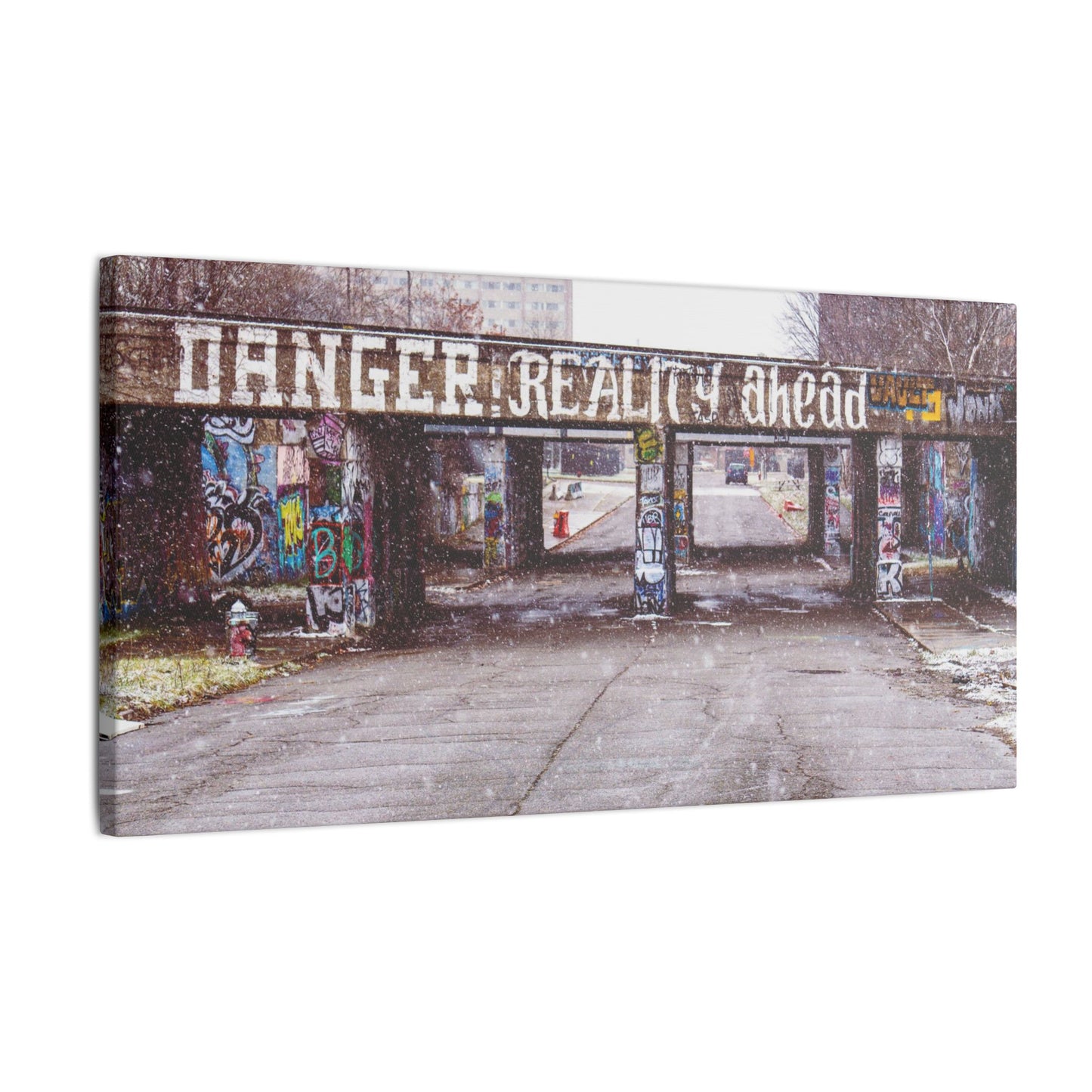 Danger Reality Ahead - Detroit Graffiti Matte Canvas, Stretched