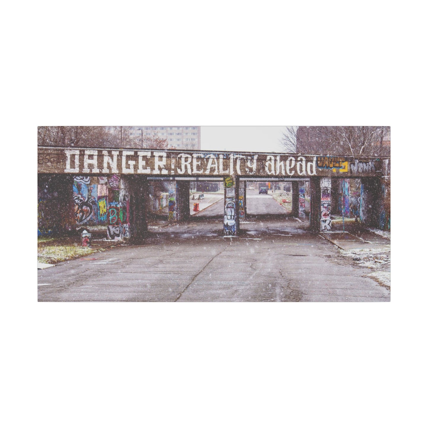 Danger Reality Ahead - Detroit Graffiti Matte Canvas, Stretched