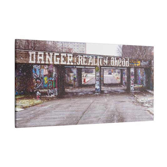 Danger Reality Ahead - Detroit Graffiti Matte Canvas, Stretched