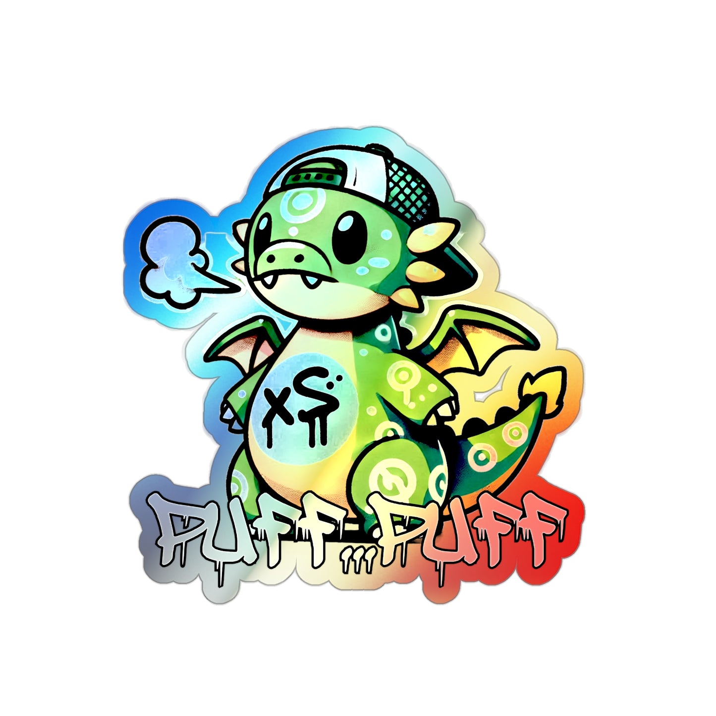 Graffiti Guardians Puff Puff the Merry Dragon Holographic Die-cut Stickers